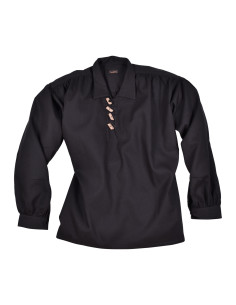 Medieval shirt with wooden buttons, black