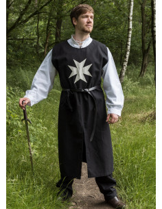 Medieval tabard of the Hospitaller knights, black and white 2