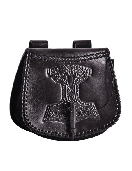 Thor's hammer bag in black leather