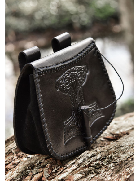 Thor's hammer bag in black leather