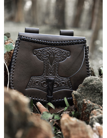 Thor's hammer bag in black leather