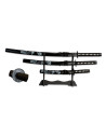 Punisher katana, wakizashi and tanto set with support