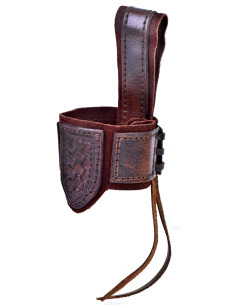 Tahalí for horn in leather and suede, dark brown