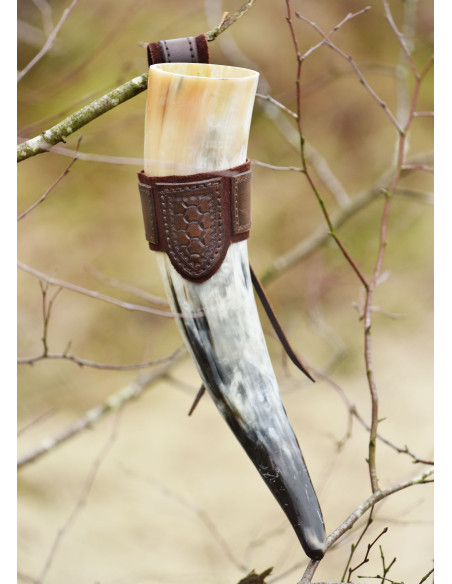 Tahalí for horn in leather and suede,...