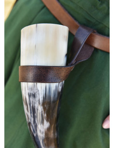 Tahalí simple for horn in leather, dark brown 2