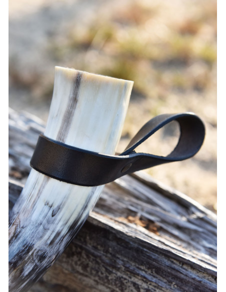 Tahalí simple for horn in leather, black