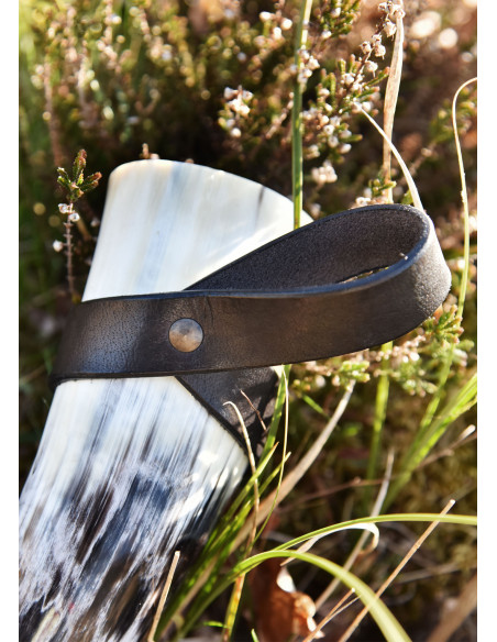 Tahalí simple for horn in leather, black