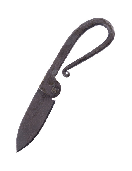 Medieval hand-forged iron knife, with...