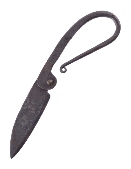 Medieval hand-forged iron knife, with...