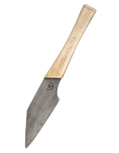 Small Seax type knife with damascus steel blade