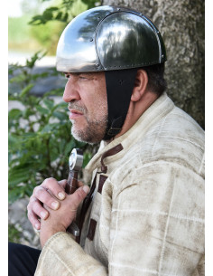Simple functional medieval helmet with chinstrap, 2 mm. 2