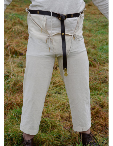 Medieval cotton trousers with laces, natural color ⚔️ Medieval Shop