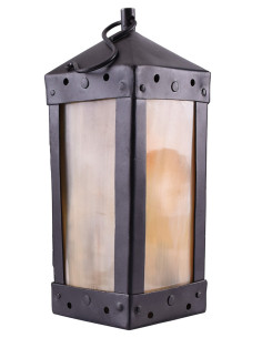 Square Medieval Lantern with Horn Windows, handmade