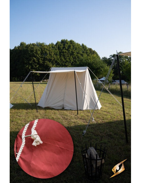 Red medieval tent for intrepid...