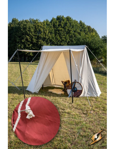 Red medieval tent for intrepid...