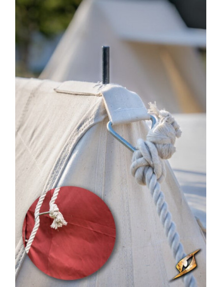 Red medieval tent for intrepid...