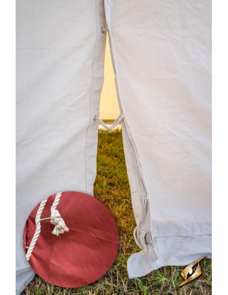 Red medieval tent for intrepid...