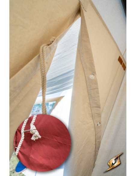 Red medieval tent for intrepid...