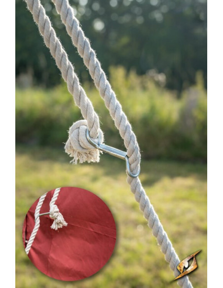 Red medieval tent for intrepid...