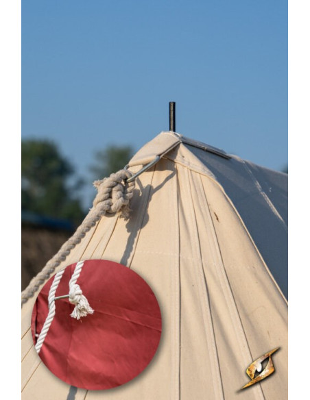 Red medieval tent for intrepid...