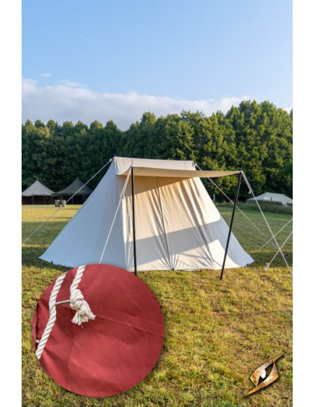 Red medieval tent for intrepid...