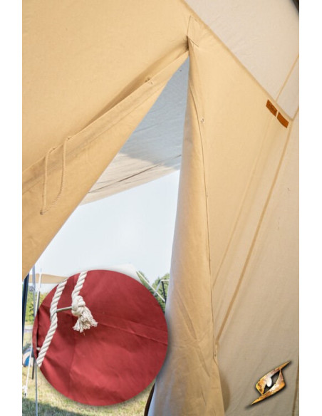 Red medieval tent for intrepid...