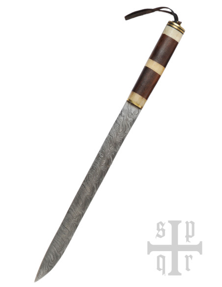 Seax type long viking knife, Damascus...