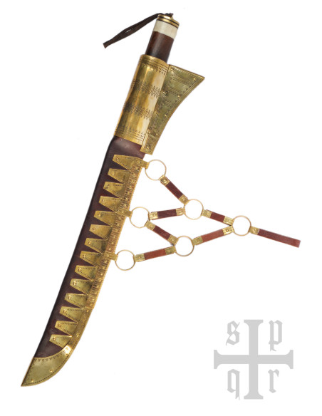 Seax type long viking knife, Damascus...