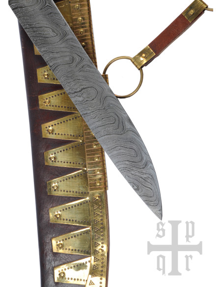 Seax type long viking knife, Damascus...
