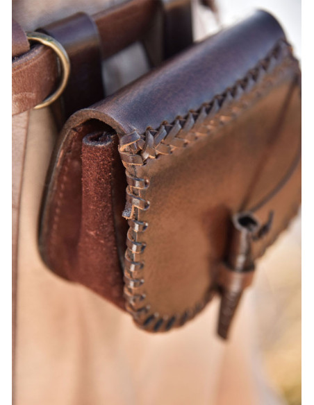 Small medieval leather bag, for the belt