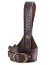 Leather baldric with horn buckle, dark brown