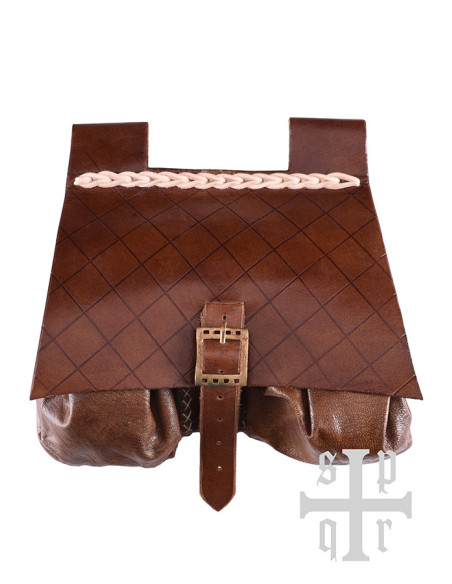 Medieval leather bag, XIV century,...