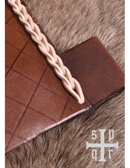 Medieval leather bag, XIV century,...