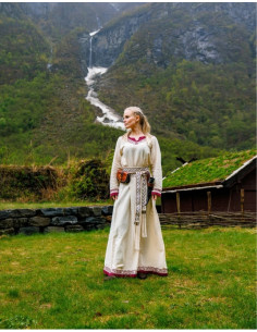 Viking dress model Lagertha, bicolor natural-red