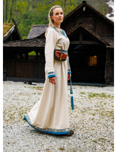 Viking dress model Lagertha, bicolor natural-blue 2
