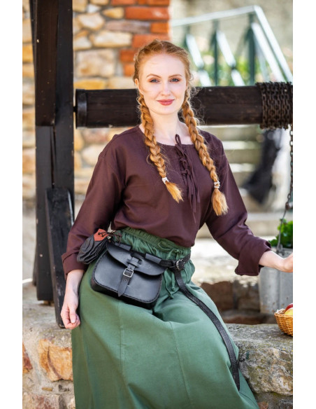 Medieval blouse model Tilda, brown color