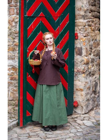 Medieval blouse model Tilda, brown color