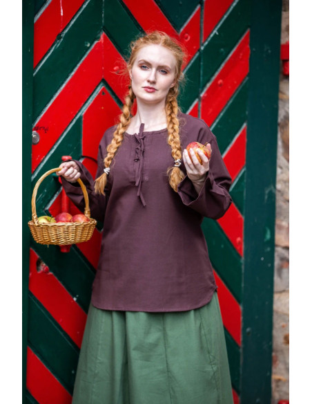 Medieval blouse model Tilda, brown color