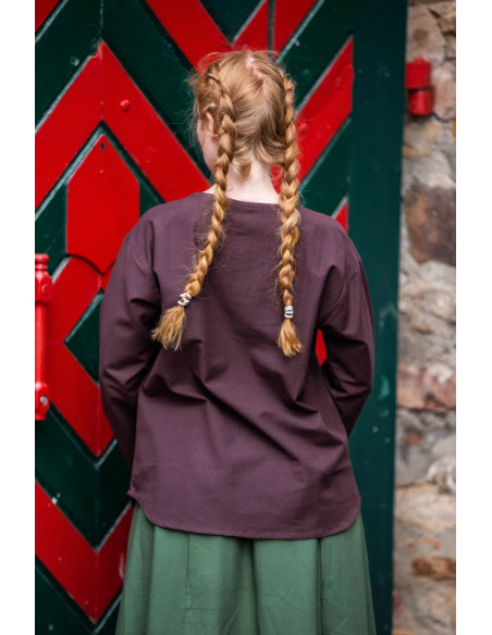 Medieval blouse model Tilda, brown color