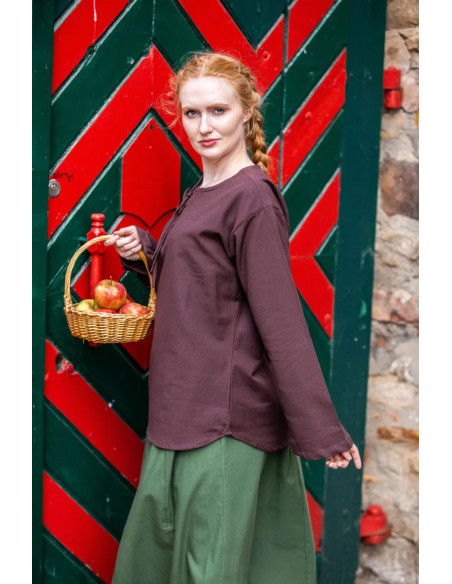 Medieval blouse model Tilda, brown color