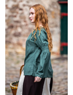 Classic medieval blouse model Emma, green color 2