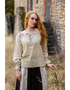 Cream medieval blouse, with long sleeves