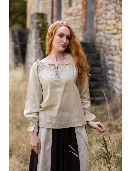 Cream medieval blouse, with long sleeves