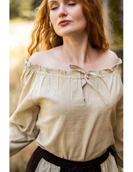 Cream medieval blouse, with long sleeves