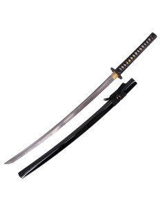 Functional katana with Damasco steel blade and lacquered...