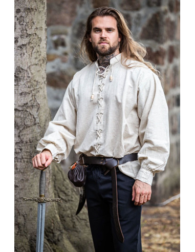 Shirt medieval ties model Dagwin, natural white ⚔️ Medieval Shop