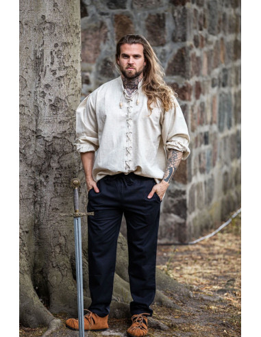Medieval shirt with ties Dagwin model, natural white ⚔️ Medieval Shop