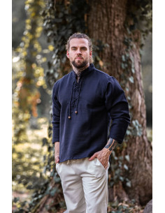 Thick medieval shirt with laces, black 2