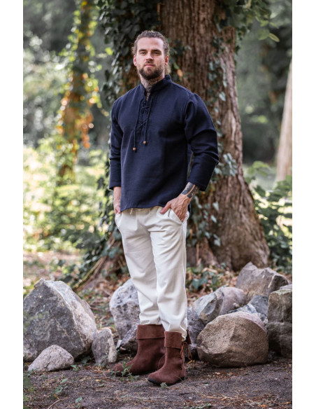 Thick medieval shirt with laces, black