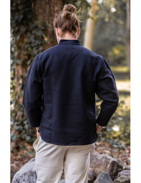 Thick medieval shirt with laces, black